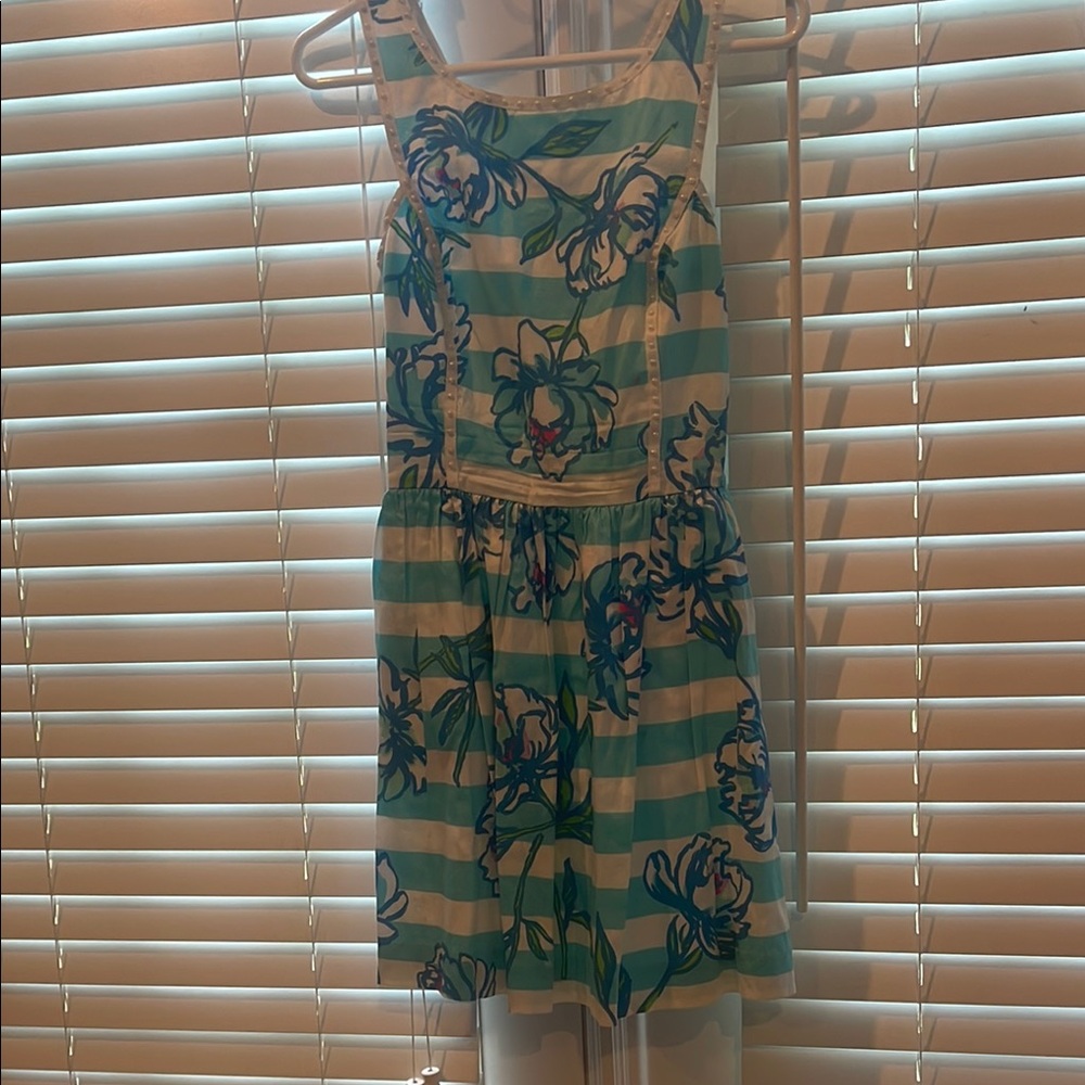 Striped Floral Dress in Blue and White Lily Pulitzer